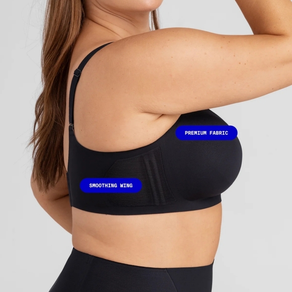 NWT Honeylove Black Wireless Crossover Bra W Mesh Detail Adjustables Straps 32B - Picture 3 of 9